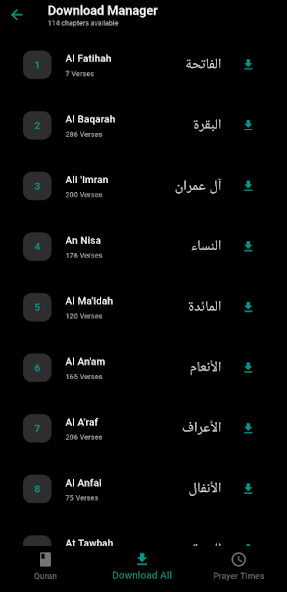Download Surahs for offline Quran listening